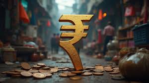 Illustration of Indian Rupee standing strong against global economic disruptions and tariffs – Vizzve Finance
